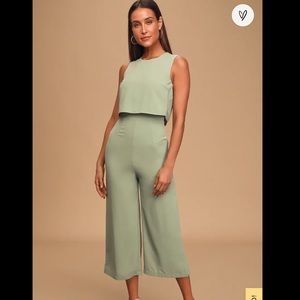 Lulu’s Glam-bition Sage Green Backless Midi Jumpsuit